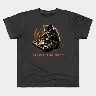 Cat DJ - Feline The Beat Kids T-Shirt